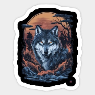 Brooding Wolf Japanese Art Print Sticker